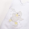 White velour baby set with duck embroidery