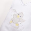 White velour baby set with duck embroidery