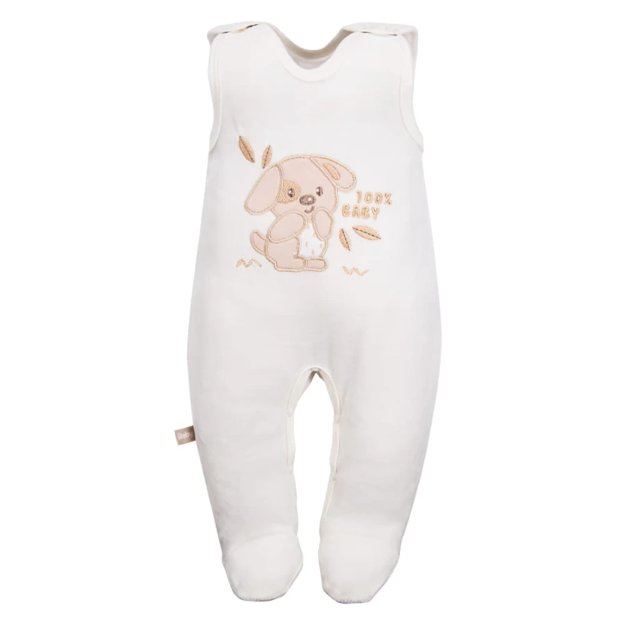 Baby set ecru with dog embroidery
