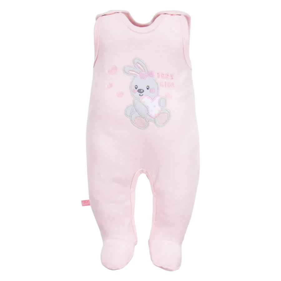 Pink baby set with bunny embroidery