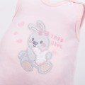 Růžová kojenecká souprava s výšivkou králíčka
