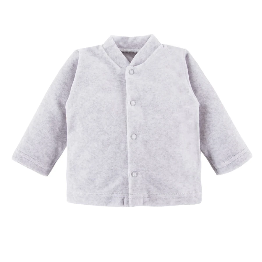 Grey velour baby set with zebra embroidery