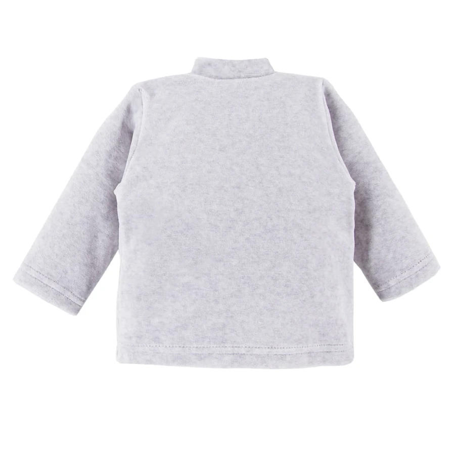 Grey velour baby set with zebra embroidery