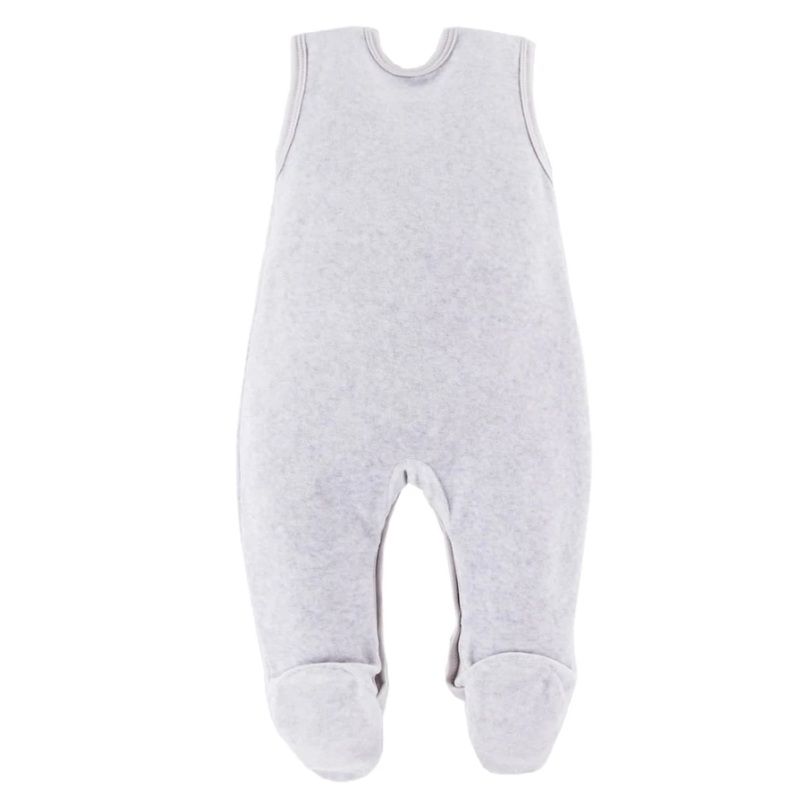 Grey velour baby set with zebra embroidery