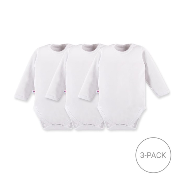 3-Pack Classic White Long Sleeve Baby Bodysuits