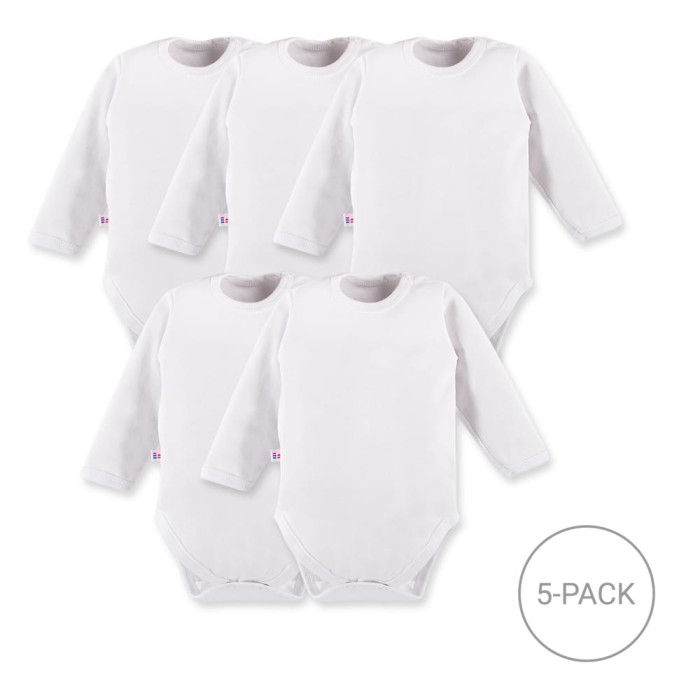 5-Pack Classic White Long Sleeve Kids Bodysuits