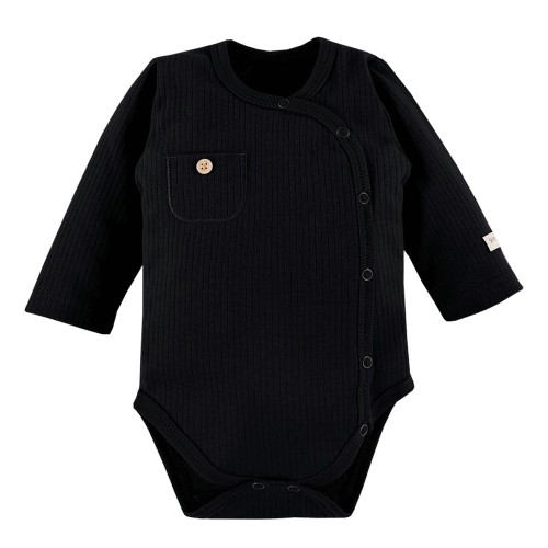 Black Ribbed Snap Baby Bodysuit