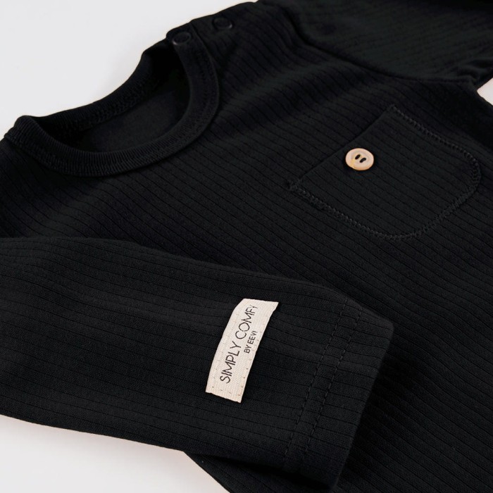 Black Ribbed Baby Bodysuit