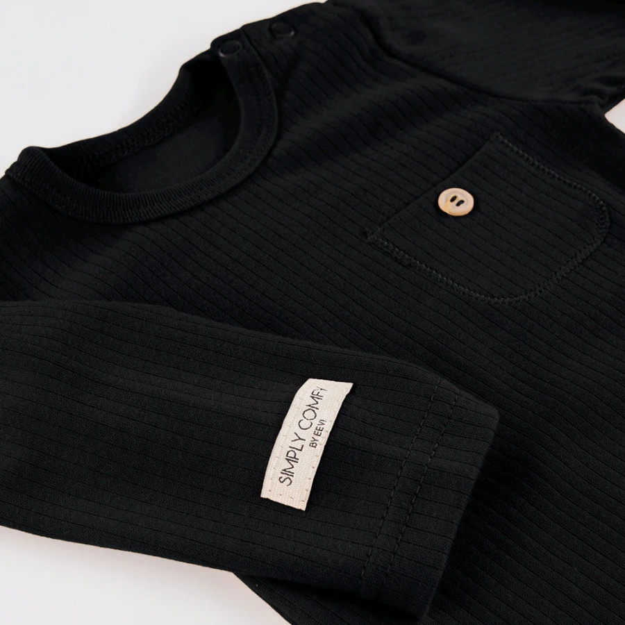 Black Ribbed Baby Bodysuit