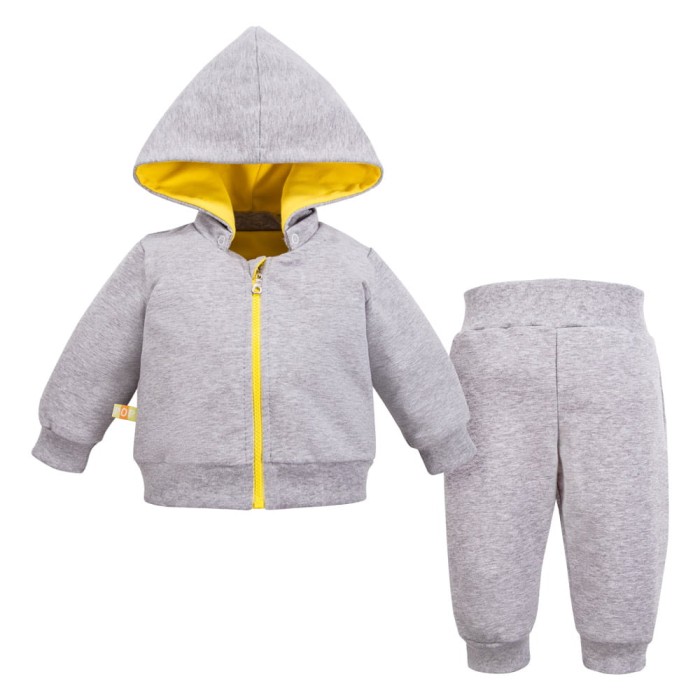 Gray Baby Tracksuit with Yellow Accents