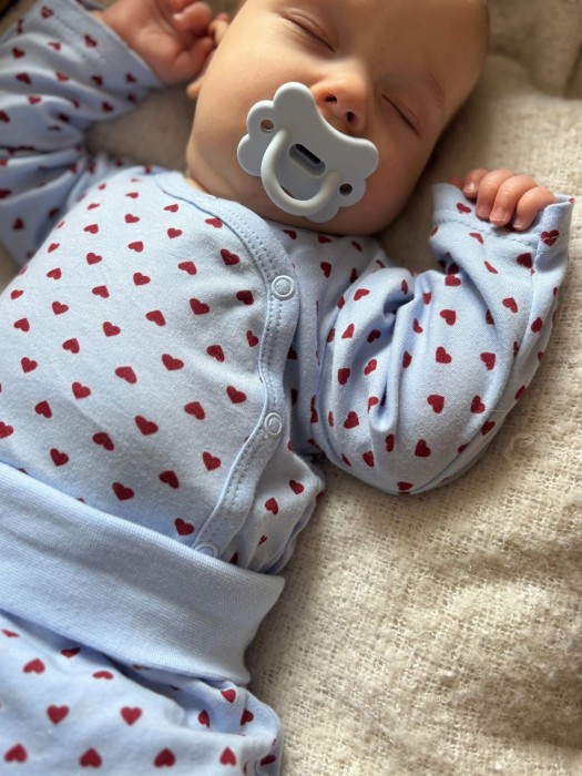 Baby Wrap Bodysuit Blue with Hearts