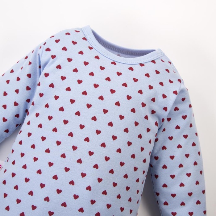 Blue Baby Bodysuit with Hearts