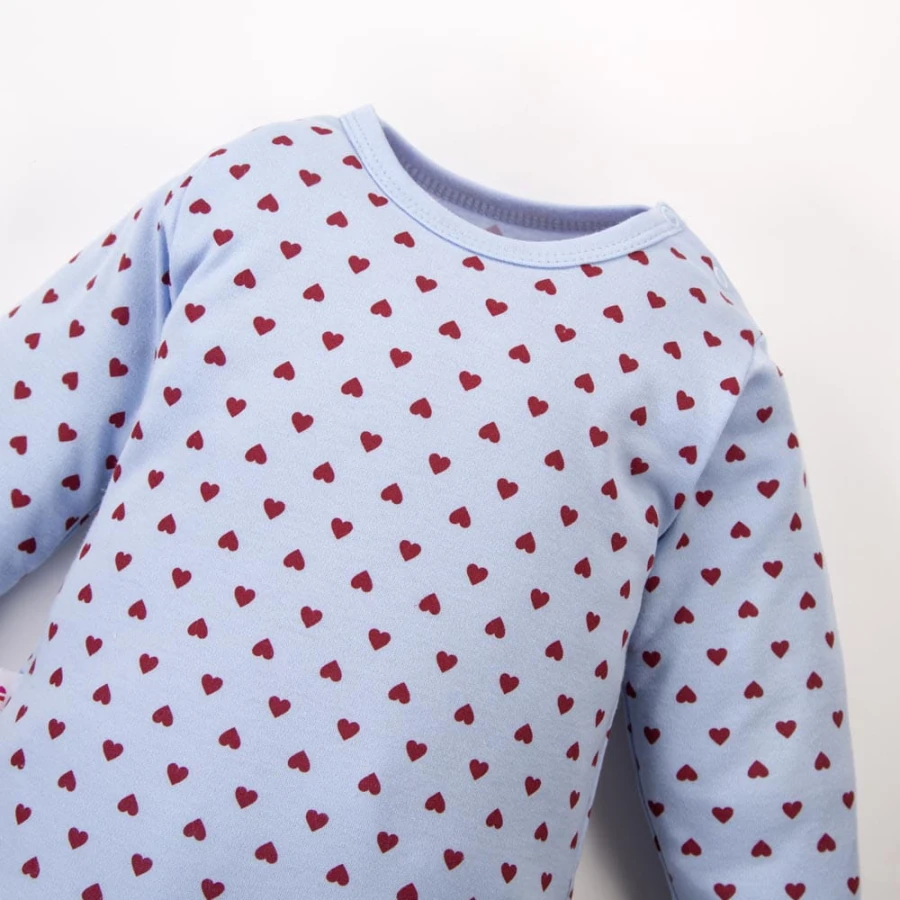 Blue Baby Bodysuit with Hearts