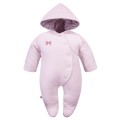 Pink velour baby snowsuit