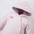 Pink velour baby snowsuit