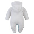 Velour baby snowsuit in white with blue details