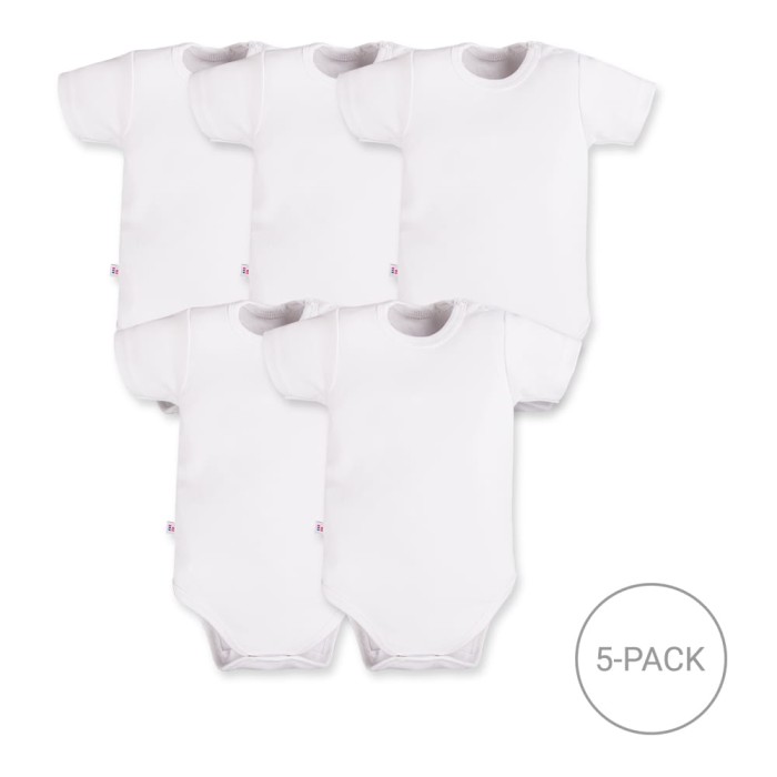 5-Pack Short Sleeve Bodysuits white