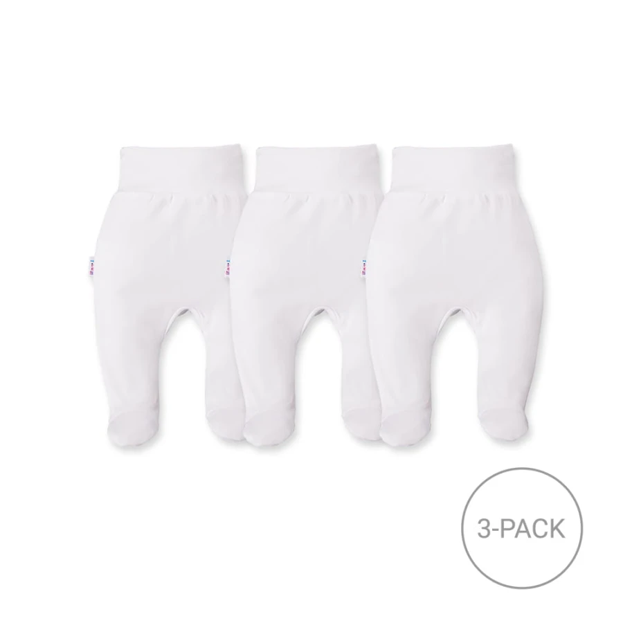 3-pack white baby footed pants