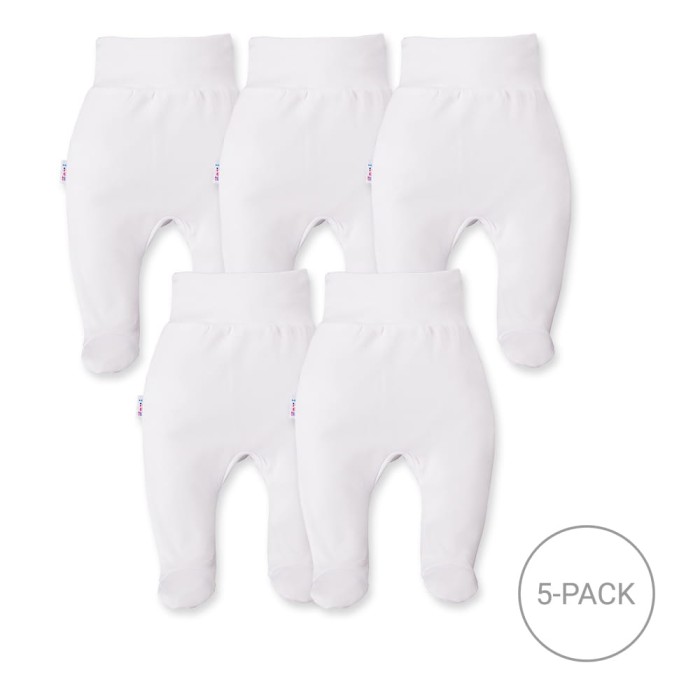 5-pack baby footed pants – white