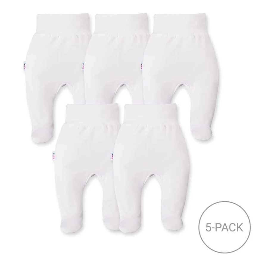 5-pack baby footed pants – white