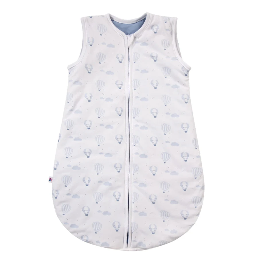 White baby sleeping bag with balloon print