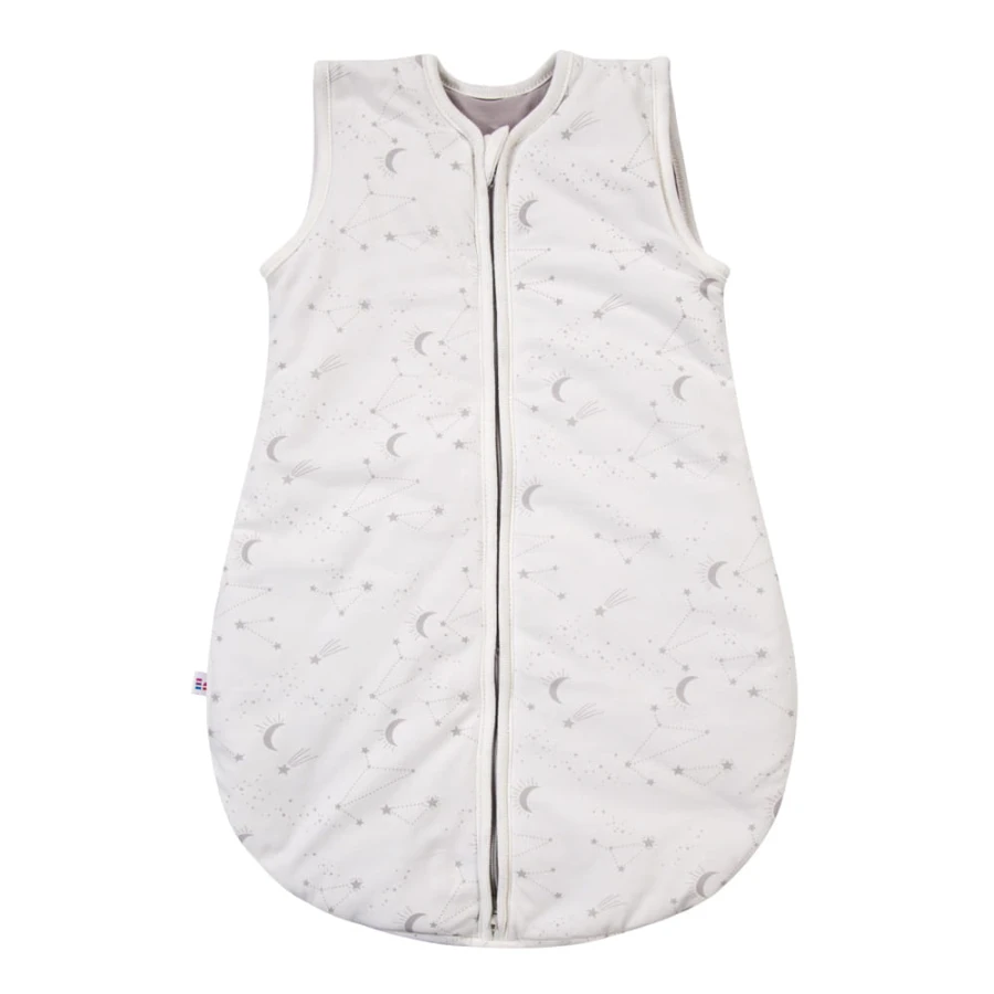 Ecru baby sleeping bag with star print