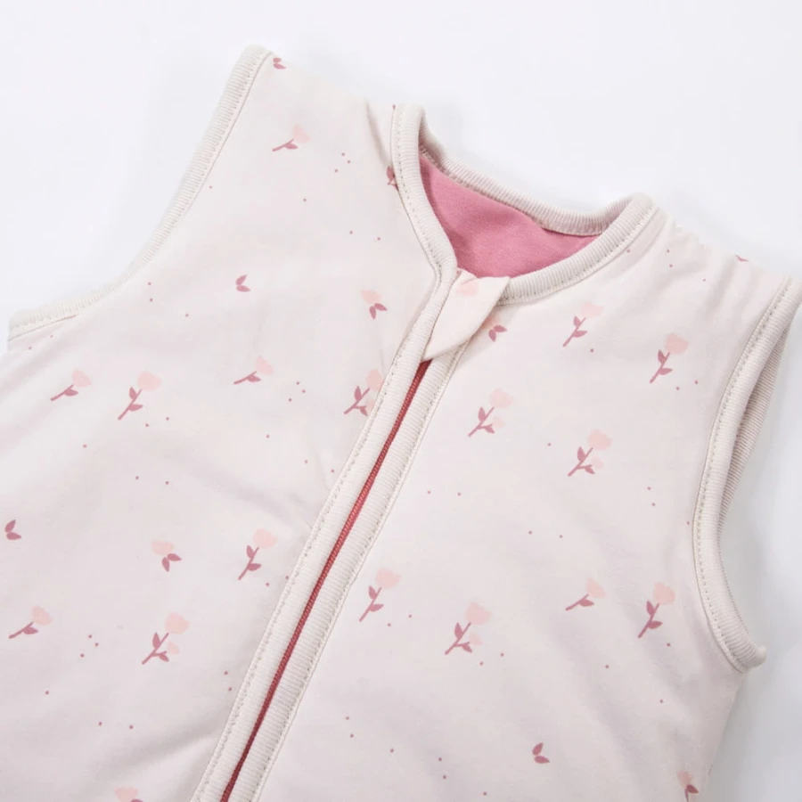 Cream baby sleeping bag with flower print