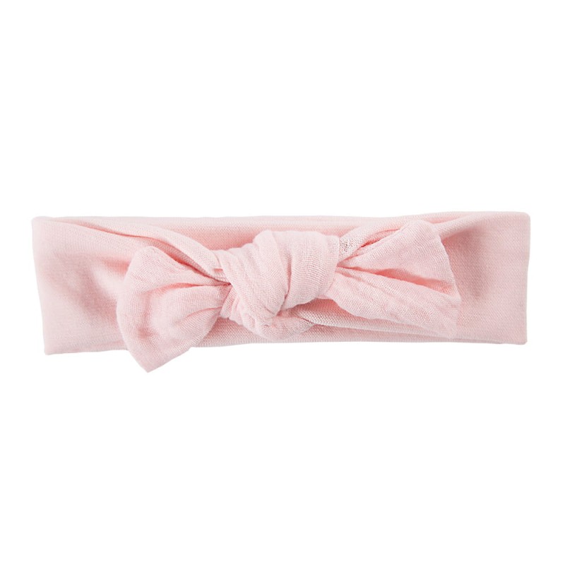 Pink children’s headband with muslin bow