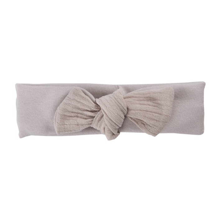 Beige girls’ headband with muslin bow