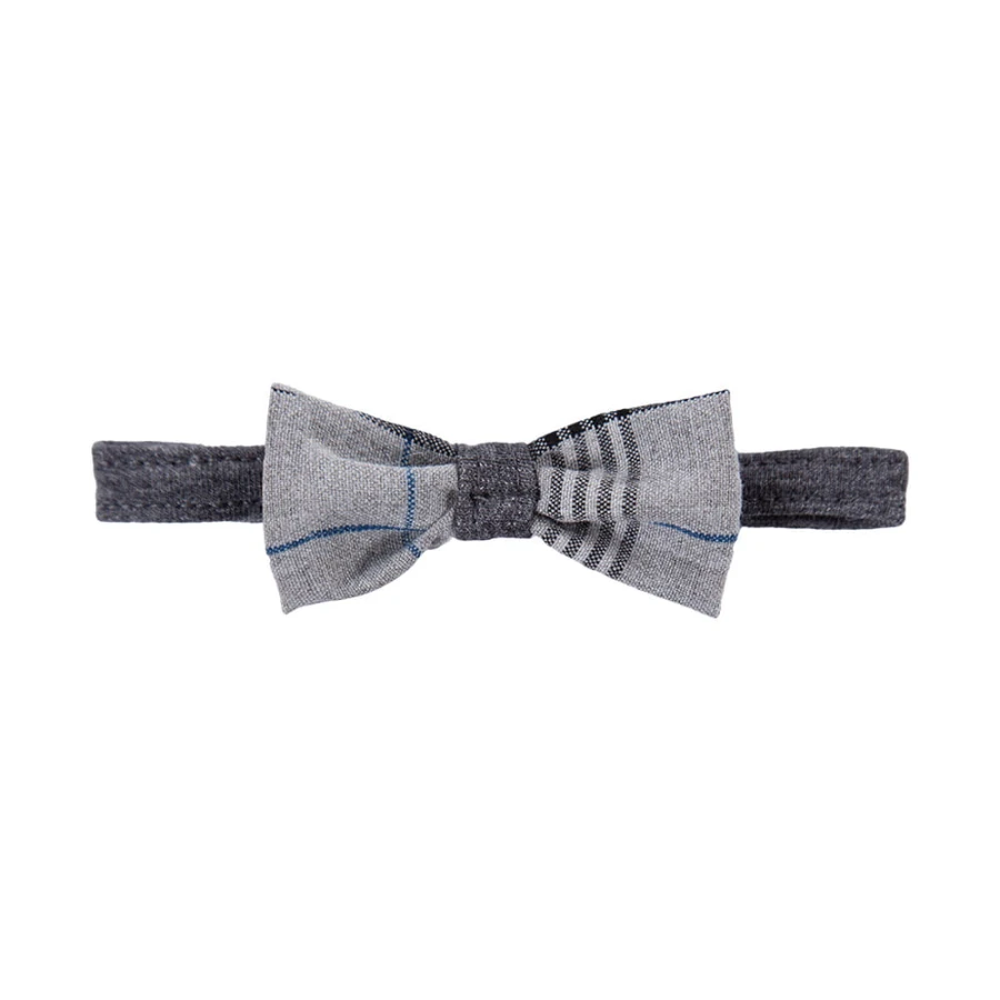 Dětský elegantní motýlek v šedé kostce