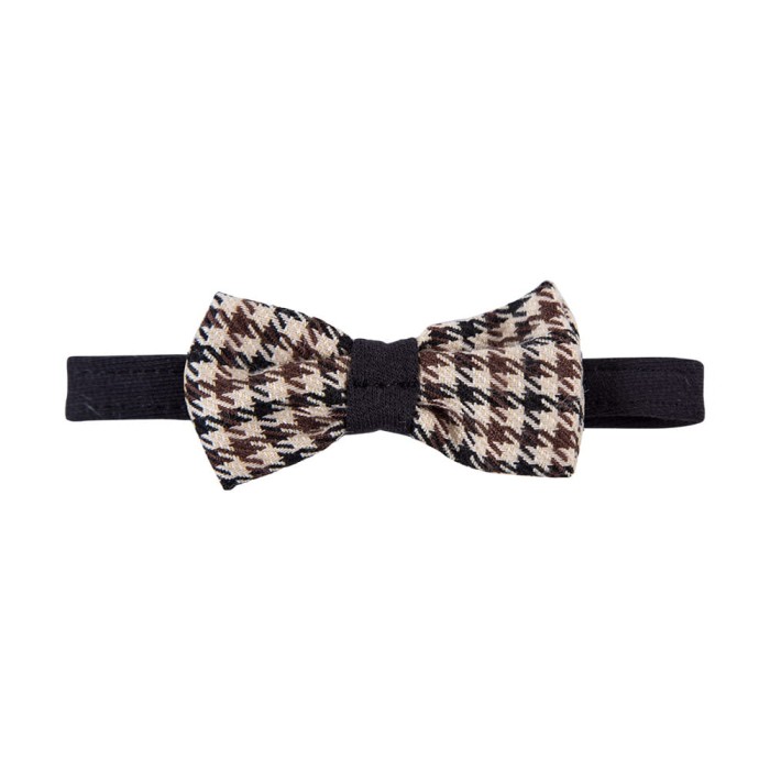 Dětský elegantní motýlek v hnědé pepitce
