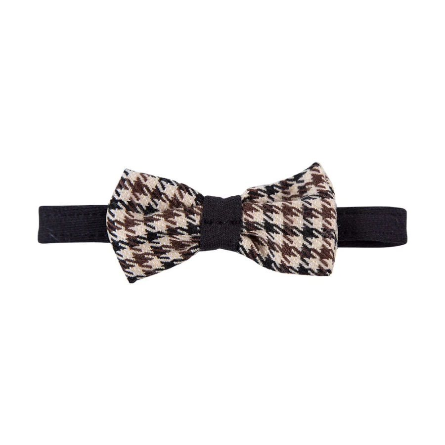 Dětský elegantní motýlek v hnědé pepitce