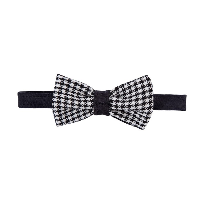 Dětský elegantní motýlek v černo-bílém pepitu