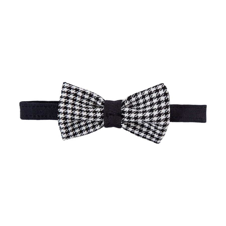 Dětský elegantní motýlek v černo-bílém pepitu