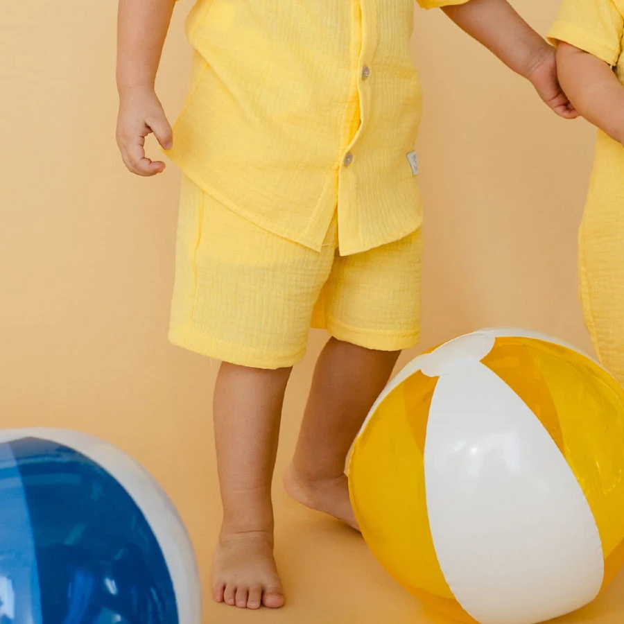 Yellow muslin boys' set