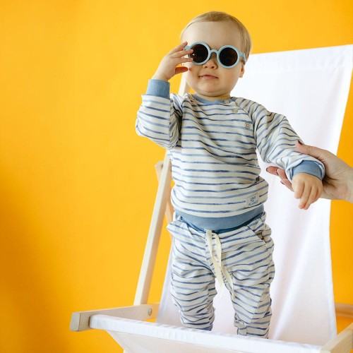 Chlapecký komplet modrý s proužky