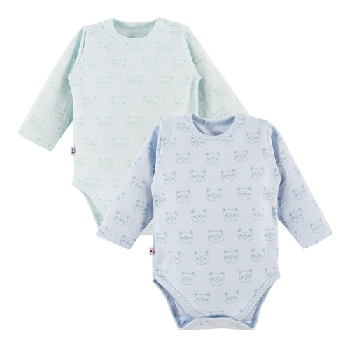 2-pack baby bodysuits blue and mint with bears