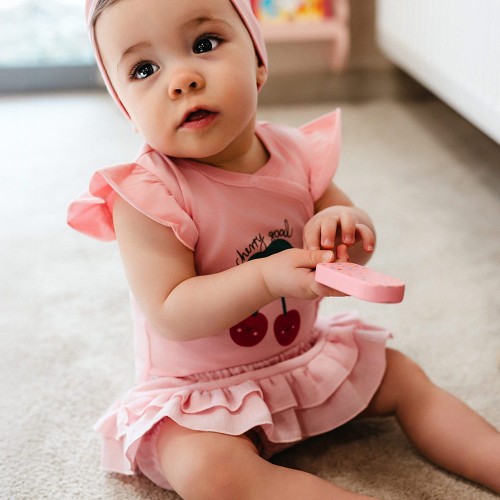 Dětské mušelínové bloomersy růžové