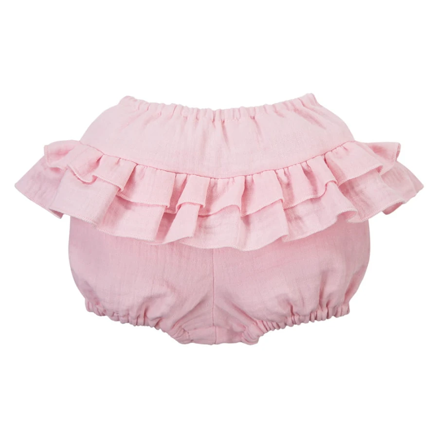 Dětské mušelínové bloomersy růžové