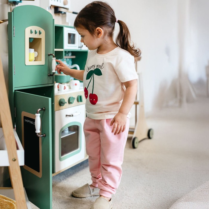 Girls’ ecru T-shirt with cherry print