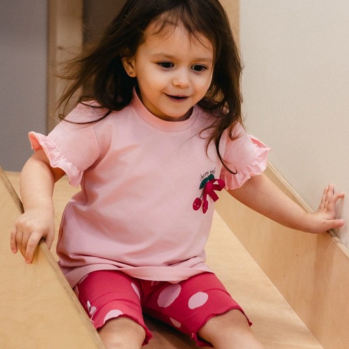 Dívčí tričko růžové s ozdobnými rukávy