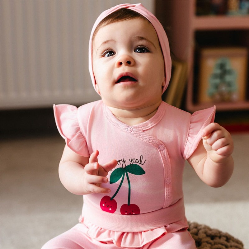 Dívčí body růžové s motýlkovými rukávy