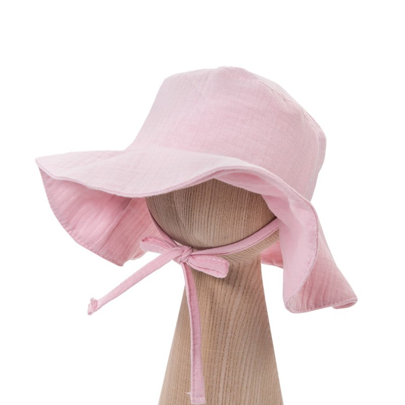 Dívčí mušelínový klobouček růžový