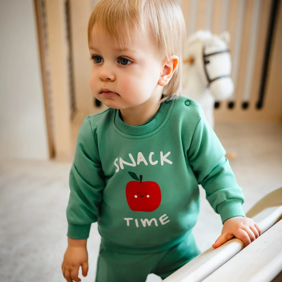 Dětská mikina zelená s jablkem
