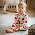 Dětský overal bez nožiček ecru s jablíčky