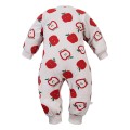 Dětský overal bez nožiček ecru s jablíčky