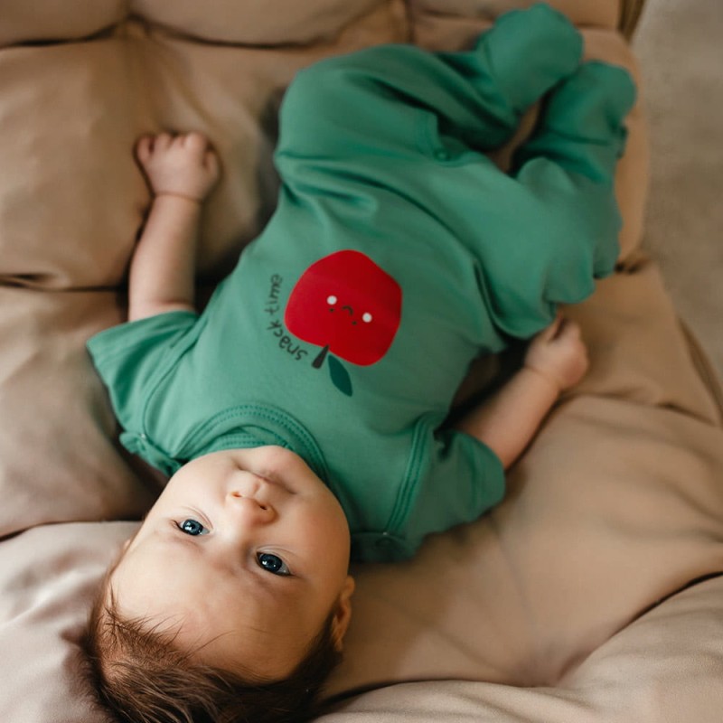 Dupačky kojenecké zelené s jablíčkem