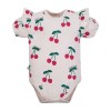 Girls' short sleeve bodysuit ecru with cherries
