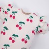 Girls' short sleeve bodysuit ecru with cherries