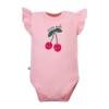Girls' pink bodysuit with cherry and flutter sleeves
